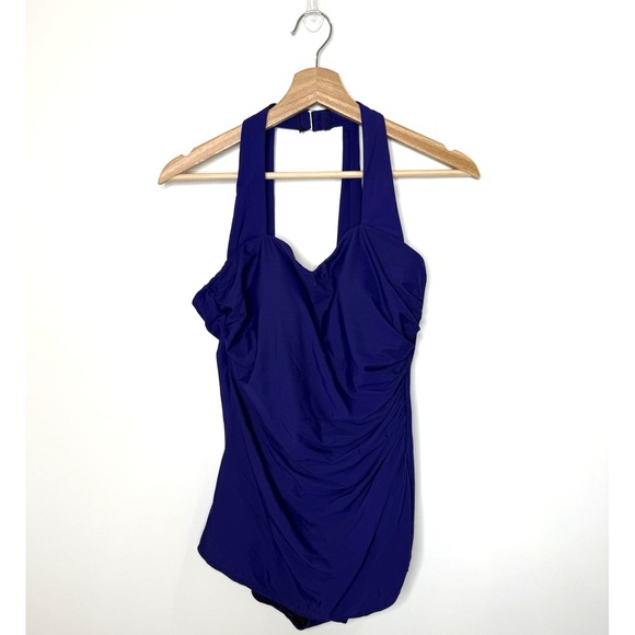 Lands End Bathing Suit 10 Mastectomy Slendersuit Tummy‎ Control Skirt One Piece - Picture 1 of 10